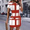 Fashion Womens Loose Xxhnmp85wu6m Pattern Print O Neck Short Sleeve Loose Streetwear A-line Dress