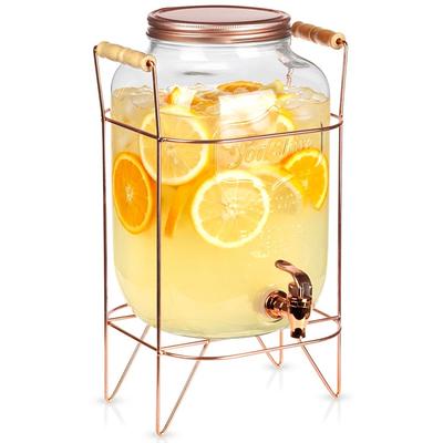Jar Drinks Large Jar Dispenser Glass with Tap Spigot Stand 8L