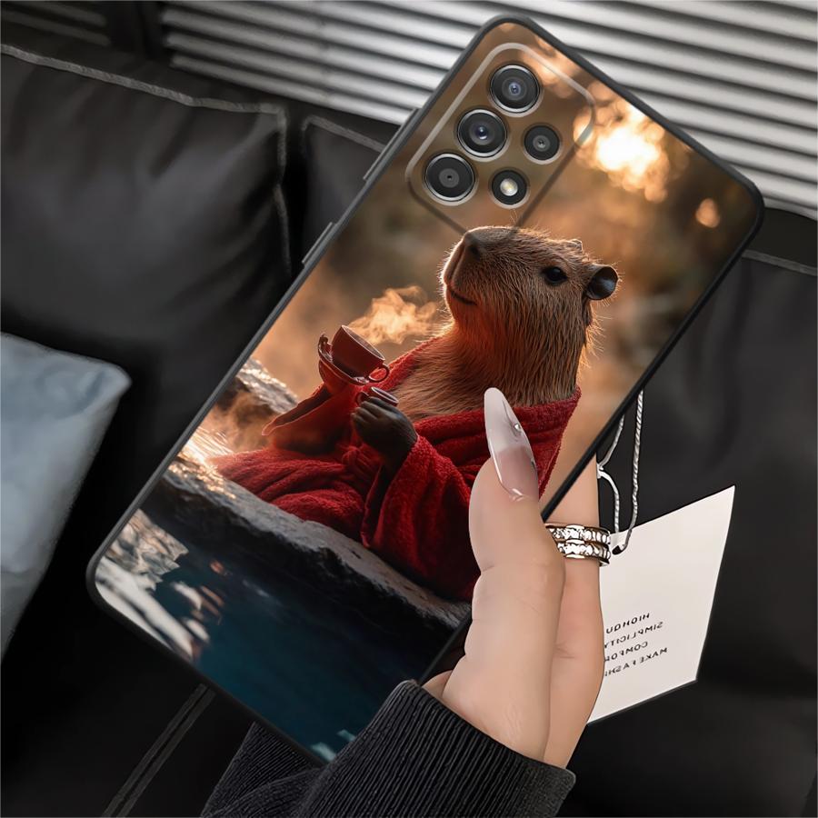 Case for Samsung Galaxy A06 A01 A02 A03 A50 A70 A05 A04 A30 A40 A10 A20 Note 20 Ultra 9 10 Soft Back Phone Cover Cute Capybara