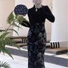 Modern Black Velvet Cheongsam Dress for Women - Autumn/Winter High-End Fashion