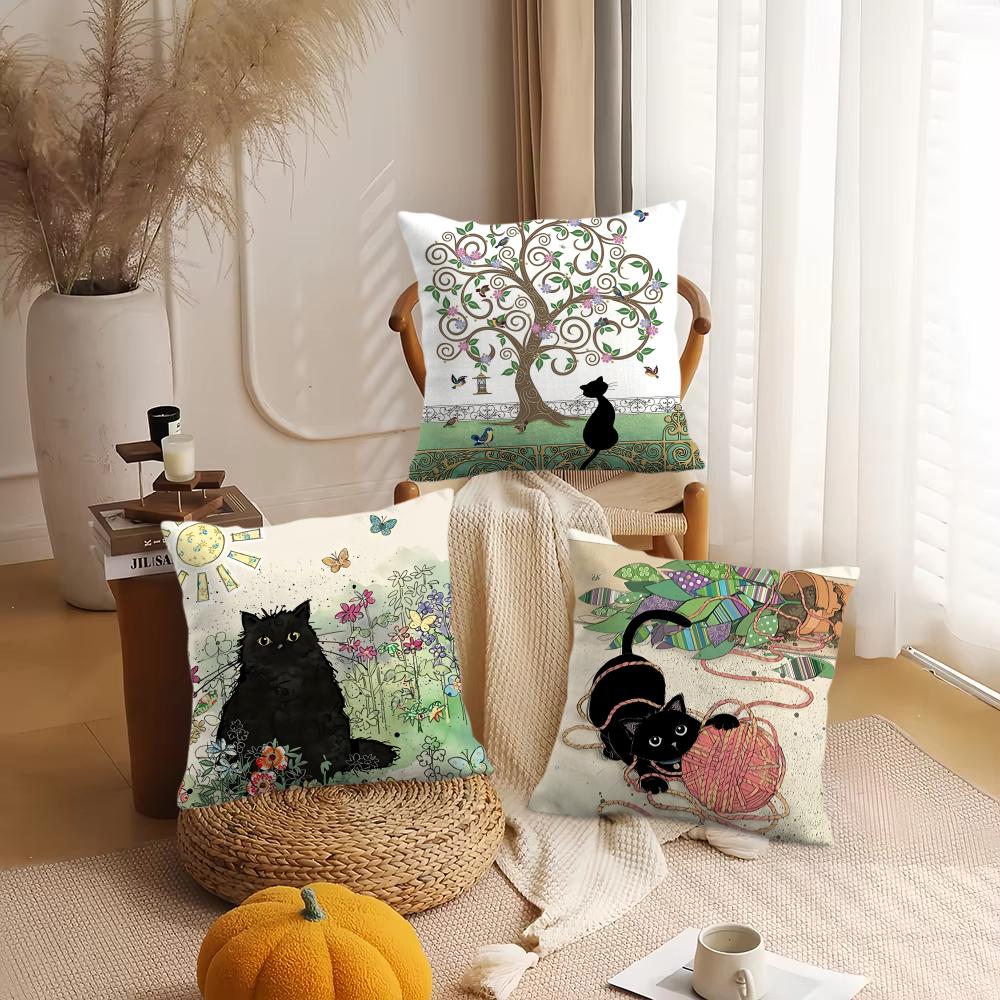 Bench Kitties Cushion Cover Soft Plush Throw Pillow Cover DoubleSided Decorative Cushion Case Sofa Bedroom Home Decor