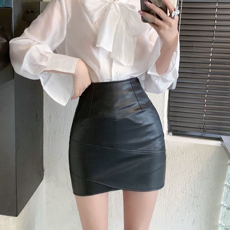 

Женские летние сексуальные матовые юбки из искусственной кожи с высокой талией Za женская юбка корейская мода женская осенняя базовая юбка Ropa Mujer M чёрный