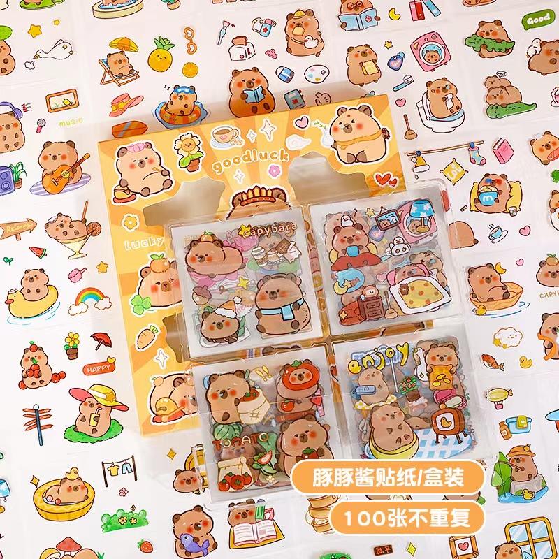 

Kawaii stationery cute Capybara School supplies Diary Decoration journal sketchbook stickers pack for Scrapbooking aesthetic