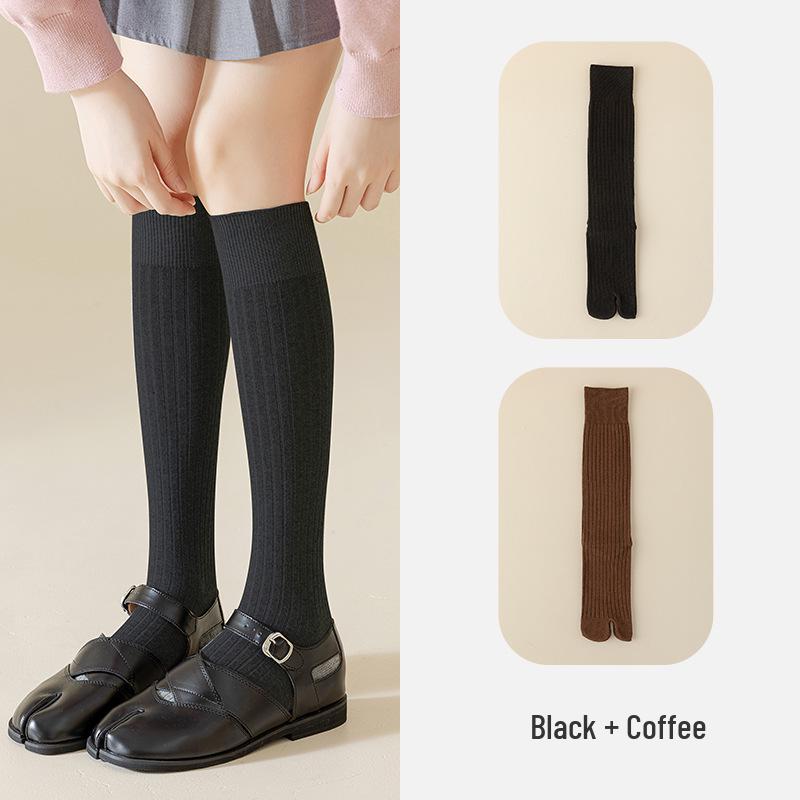 Women's Split Toe Over Knee Slimming Socks - Spring Autumn Cotton Two Toe Long Socks