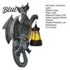 Fantasy Garden Ornament Solar-Powered Dragon Statue Outdoor with LED Glow Medieval Decor Weather-Resistant Resin for Patio Wall Fence Lighting Solar