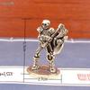 Vintage Brass Skeleton Warrior Figurines - Medieval Ax-Wielding Mini Statues for Desk Decor & Collection