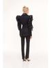 Niche Elegant Black 3D Ruffle Asymmetrical Slim Blazer