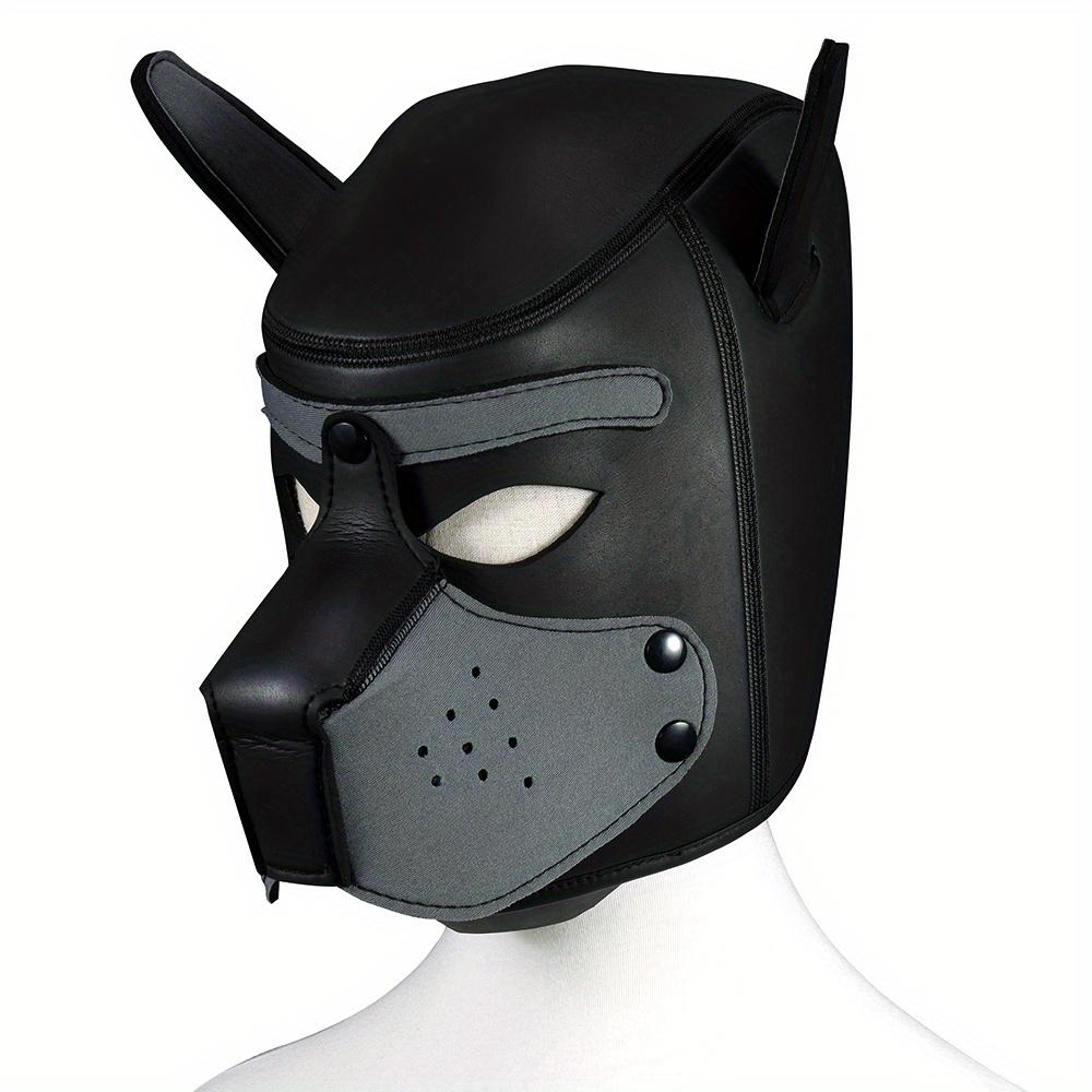 1pc Puppy Hood, Neoprene Silicone Leather Full Head Role Play BDSM Fetish Bondage Hood For Male Sex Games, Sex Toys
