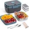 Electric Lunch Box for Adults – 90W Portable Food Warmer with 2L Stainless Steel & 1L Fruit Container, 12V/24V/110V Heated Lunch Box for Car,