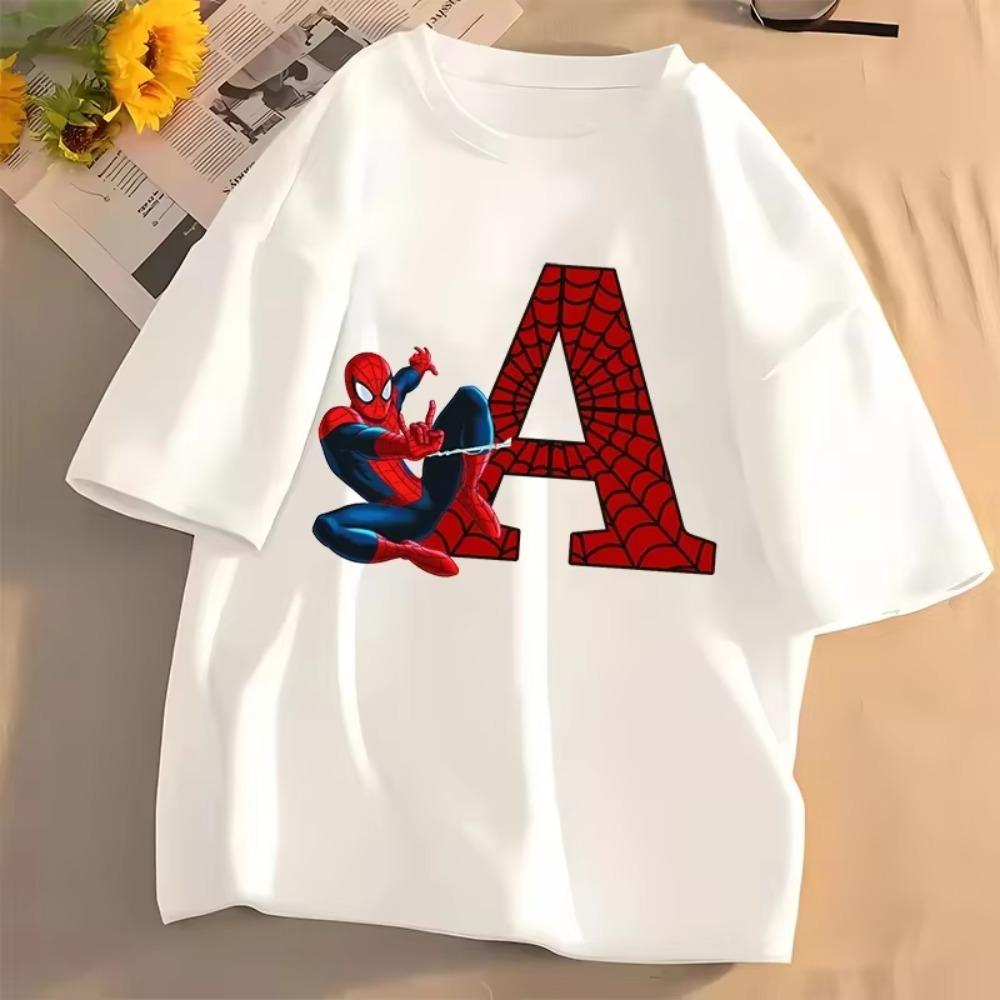 SpiderMans Women T Shirt Letter ABC Cotton Clothes Tops Women Summer Breathable Cute Short Sleeve Ladies' Fashion Top