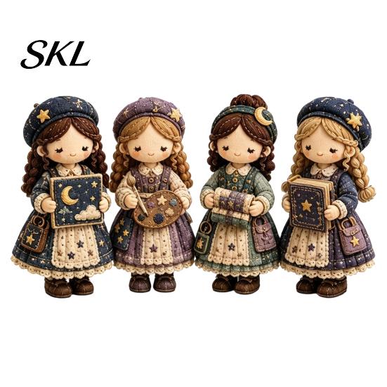 Mindful Craft Kit Patchwork Girl DIY Kit, 3D Doll Sewing Set with Pre-Cut Instructions Fabric Thread Needles, Cute for Home Decor Handmade Gift Stress