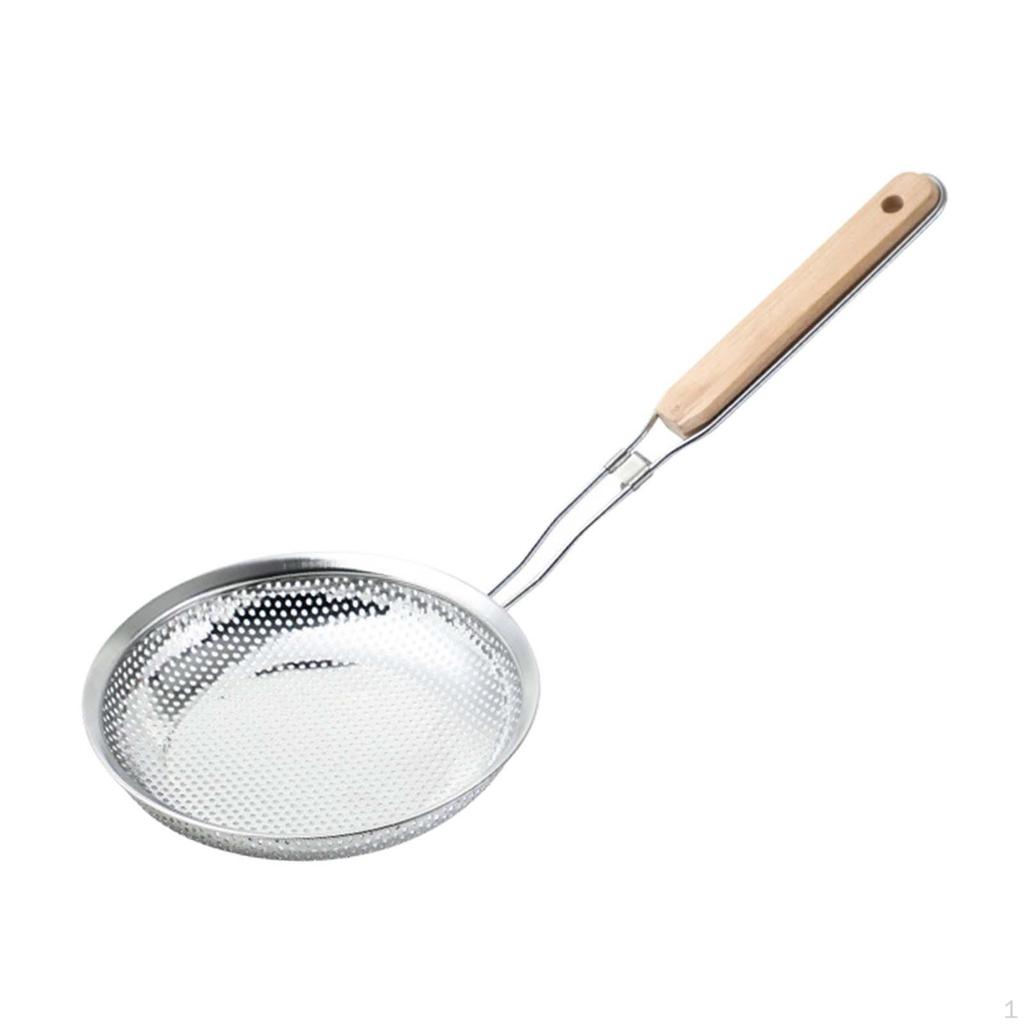 Convenient Skimmer Spoon with Wooden Grip for Cooking Tasks