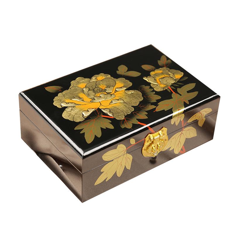 Pingyao Lacquer Jewelry Box Chinese Elegant Handcrafted Storage Case for Accessories