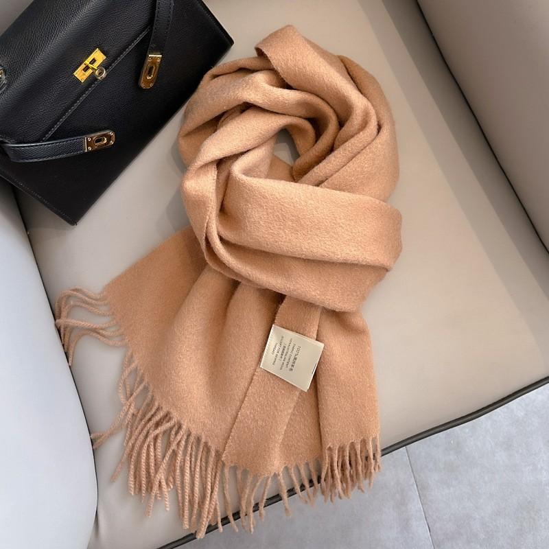 Womens White Wool Scarf Winter Warm Tassel Narrow Couple Style Student Fashion