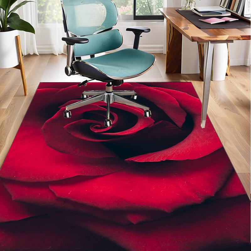 Blue Roses And Butterflies Office Rug Chair Mat, Entryway Carpet, Suitable for Front Door, Bedroom, Living Room, Desk, Holiday Gift