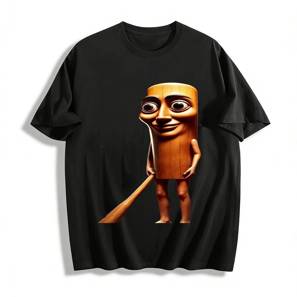 

Funny Wooden Humanoid Graphic Casual Short Sleeve T-Shirt Pure cotton T-shirt XXS