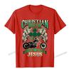 Christelijke Biker Ik Rij Met Jezus Religieuze Achterkant Motorfiets Premium T-shirt Camisas Unisex Geprinte Tops Shirt Voor Unisex Katoen