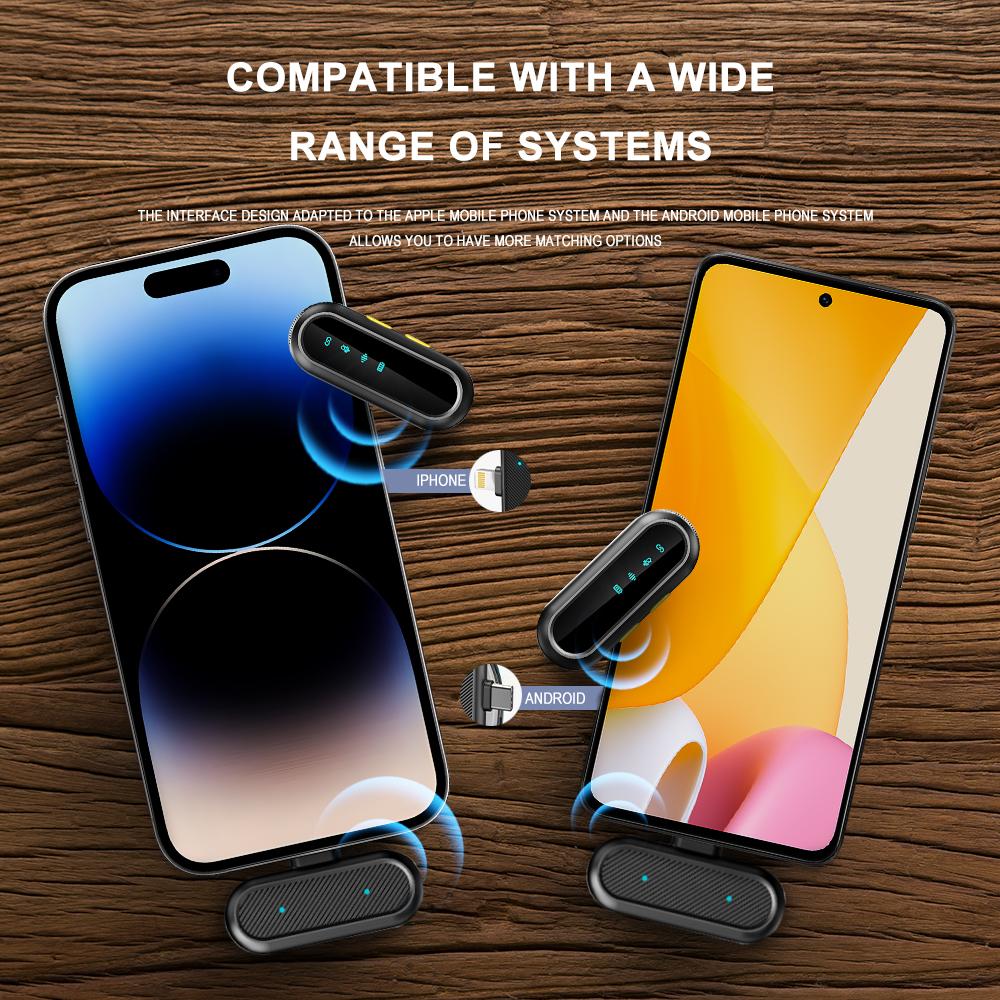 BOMGE 2-Pack Professional Wireless Lavalier Microphone with 2 Receivers for Android, iPhone iPad, Noise Cancelling Plug and Play Lavalier Microphone