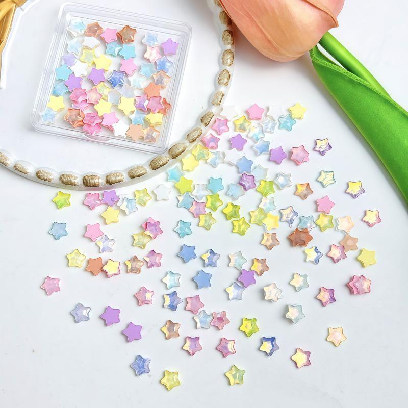 Mocha Glitter Star Nail Art & Hair Clips Resin Accessories