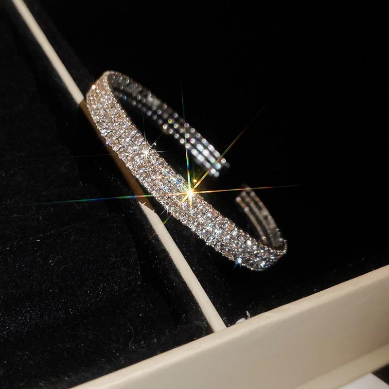 Galaxy Shine~ Diamond-encrusted round multi-layer open bracelet light luxury high-end bracelet temperament dinner party exquisite jewelry