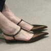 Fashion Sexy Pointed Toe Satin Low Heel Sandals Women Elegant Ankle Strap Kitten Heels Women Pumps Summer Fashion Casual Heels Sandals