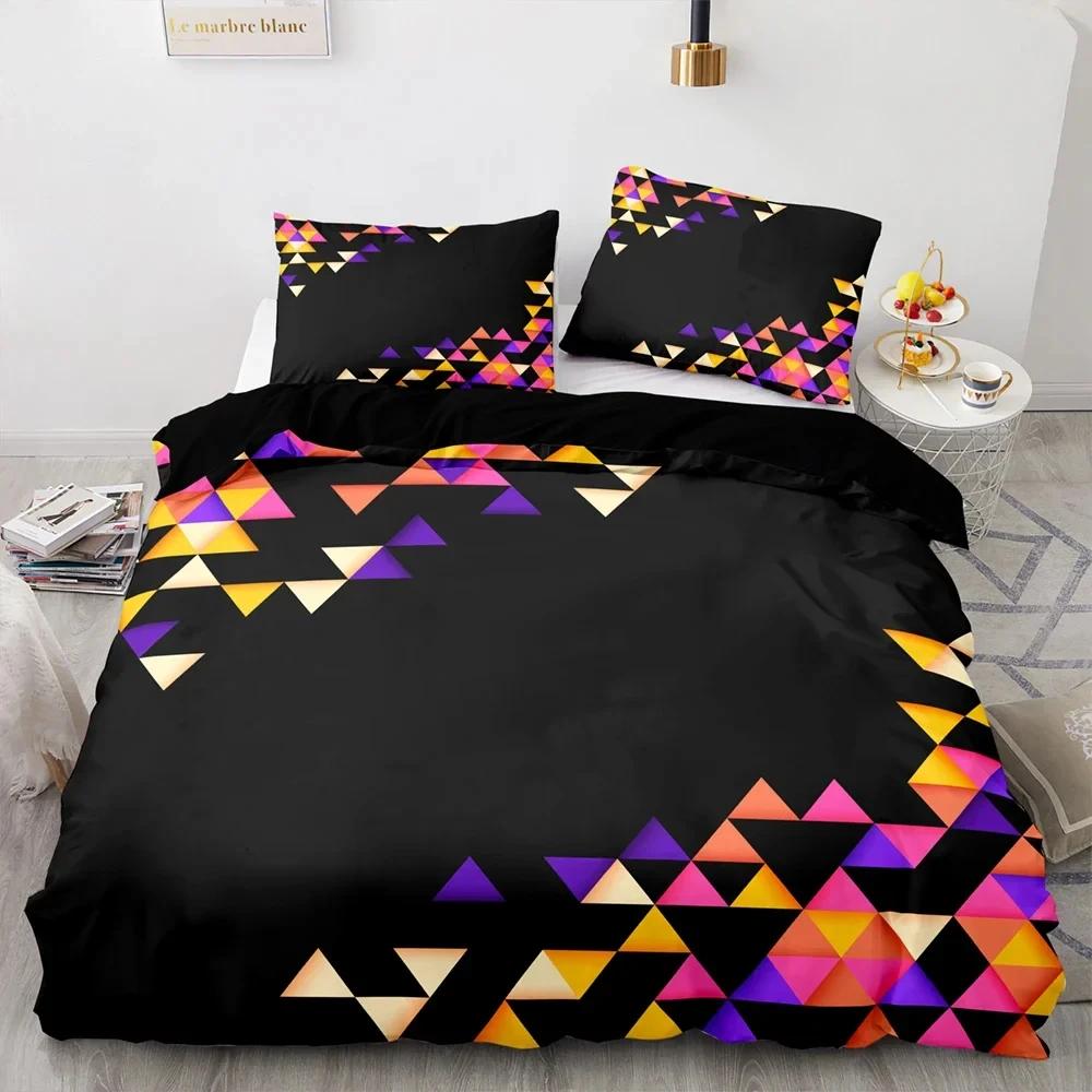 Comforter Red Glowing Polygonal Grid Pattern Bedding Set 135×200 With 260×220 Black Blanket