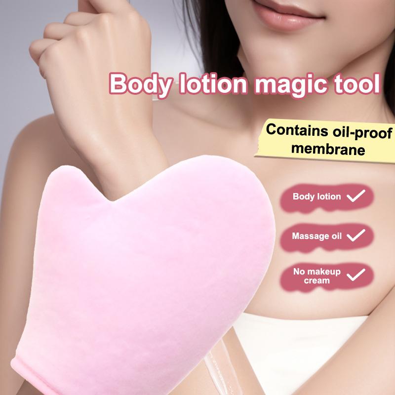 Guanto per lozione per il corpo Guanto autoabbronzante Doppio lato Previene le mani appiccicose Applicatore Guanto floccato ad asciugatura rapida Applicatore per il trucco