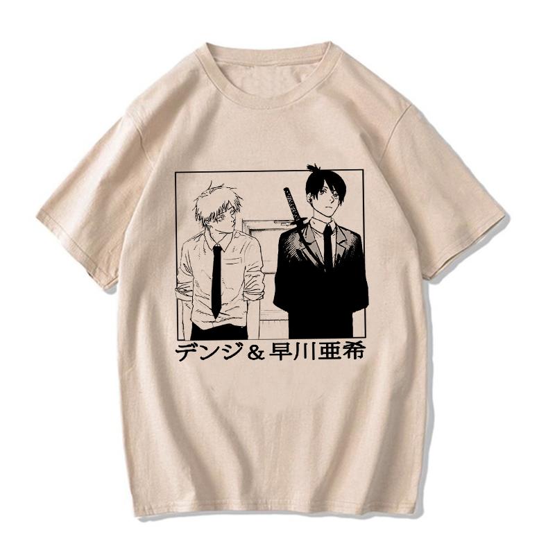 Chainsaw Unisex T Shirt Unisex EU Unisexga Cartoon Pochita Tshirt Japanese Anime Makima Harajuku Graphic Tees Clothing Tops Tshirt