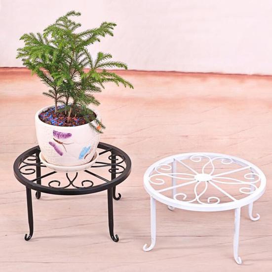 Flower Pot Rack Hollow Round Plant Pot Stand Floor Flower Display Shelf Balcony Decor for Indoor