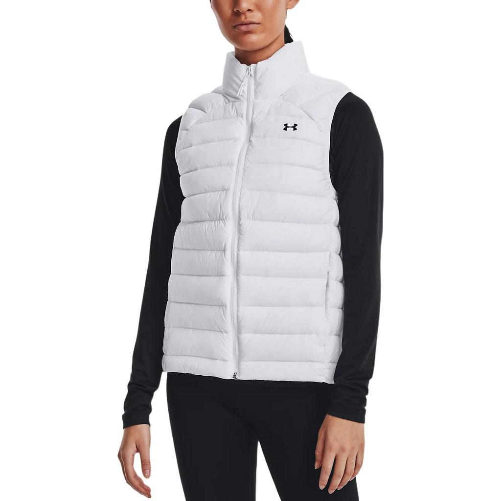 Under Armour Solid Color Logo Zip Collar Vest Women vests White 1372647-100