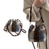 Damen Bucket Bag Herbst Winter Schultertasche Damen Messenger Bag Mode Umhängetasche Koreanischer Stil Handtasche Freizeittasche Grau