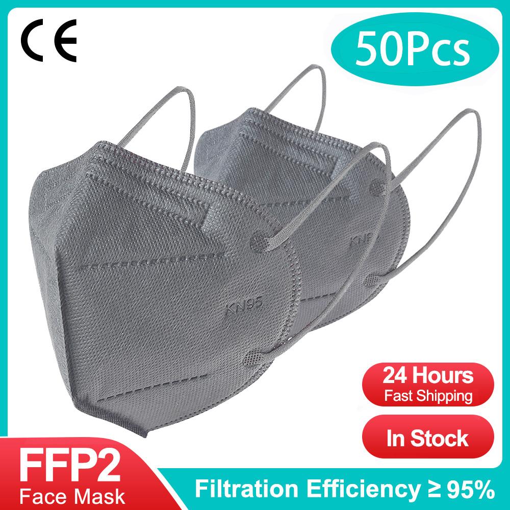10-200pcs ffp2mask Black kn95 mascarillas negra Adults 5Layers fpp2 approved kn95 CE Respirator Face Mask ffp2 reutilizable ffp3