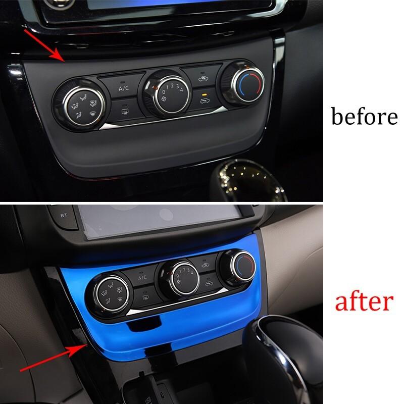 For Nissan Sentra Sylphy 2013-19 Blue Steel Console AC Button Control Frame Trim