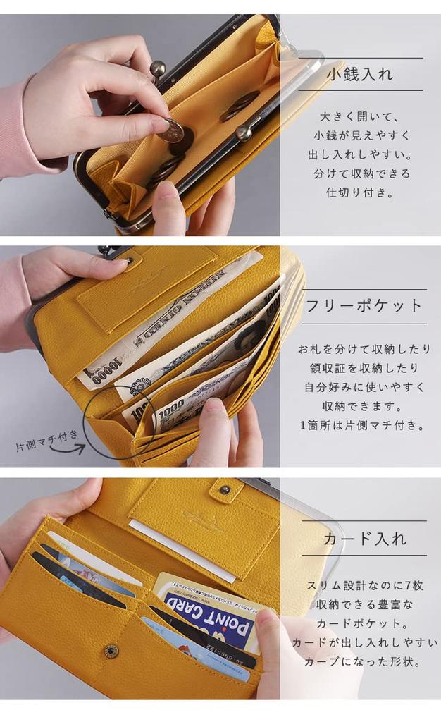 Lizdays Women's Long Wallet with Clasp Closure, Genuine Leather, Thin (Mustard)