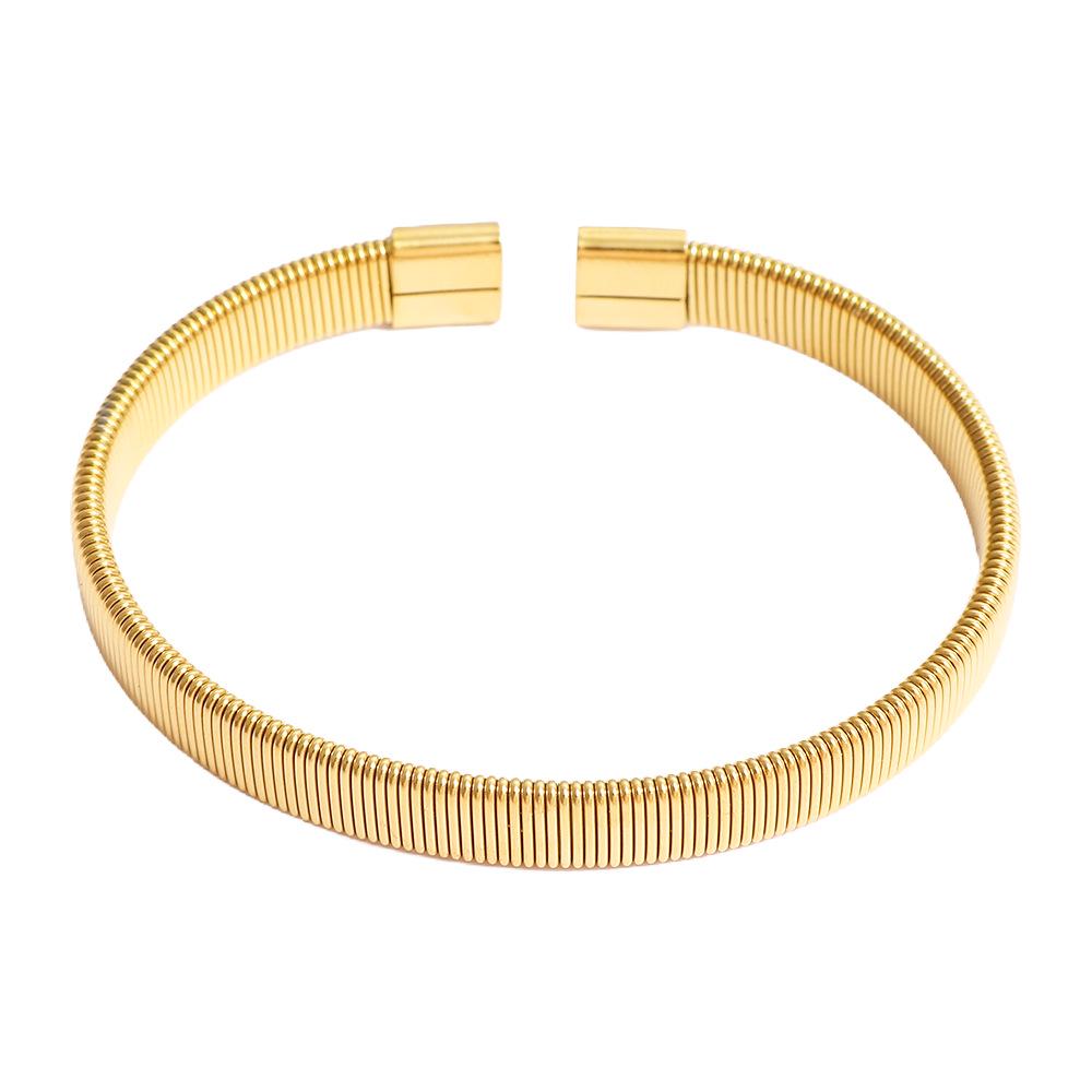 Luxurious Titanium Steel Open Bangle with Gold Finish - European & American Style