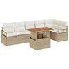 Ensemble de canapés de jardin 7 pièces avec coussins beige en rotin, Canapé de jardin 2 places avec coussins beige en rotin 3349721