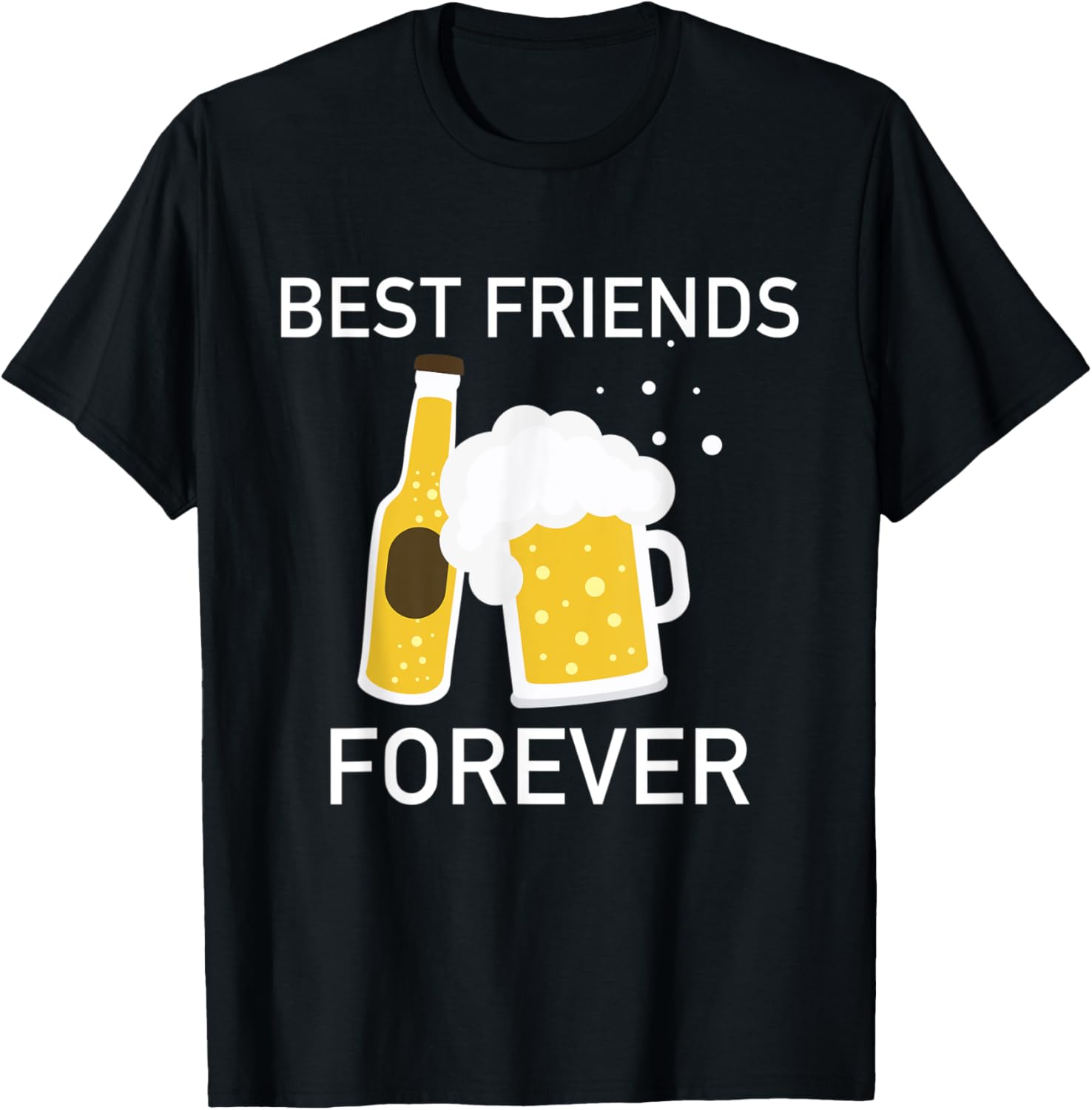 Best Friends Forever Beer Graphic Printed Casual Short Sleeve TShirt for Women Summer Casual Top Tshirt Clothing S