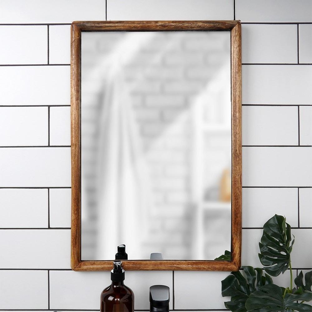 Lustro Ścienne Dekoracyjne Wiszące Drewnianej Ramie Prostokątne 40x60 cm