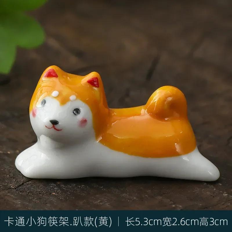Japanese Style Underglaze Ceramic cute dog Chopstick Holder Tableware Restaurant Simple Oval Spoon Bracket Utensil For Kitchen