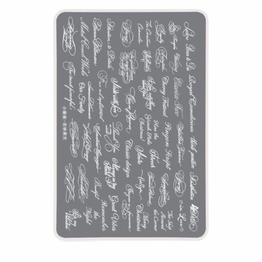 HD Klare Nagelstempelplatten Englische Buchstabenmuster Französische Maniküre-Schablonen Maniküre-Werkzeuge