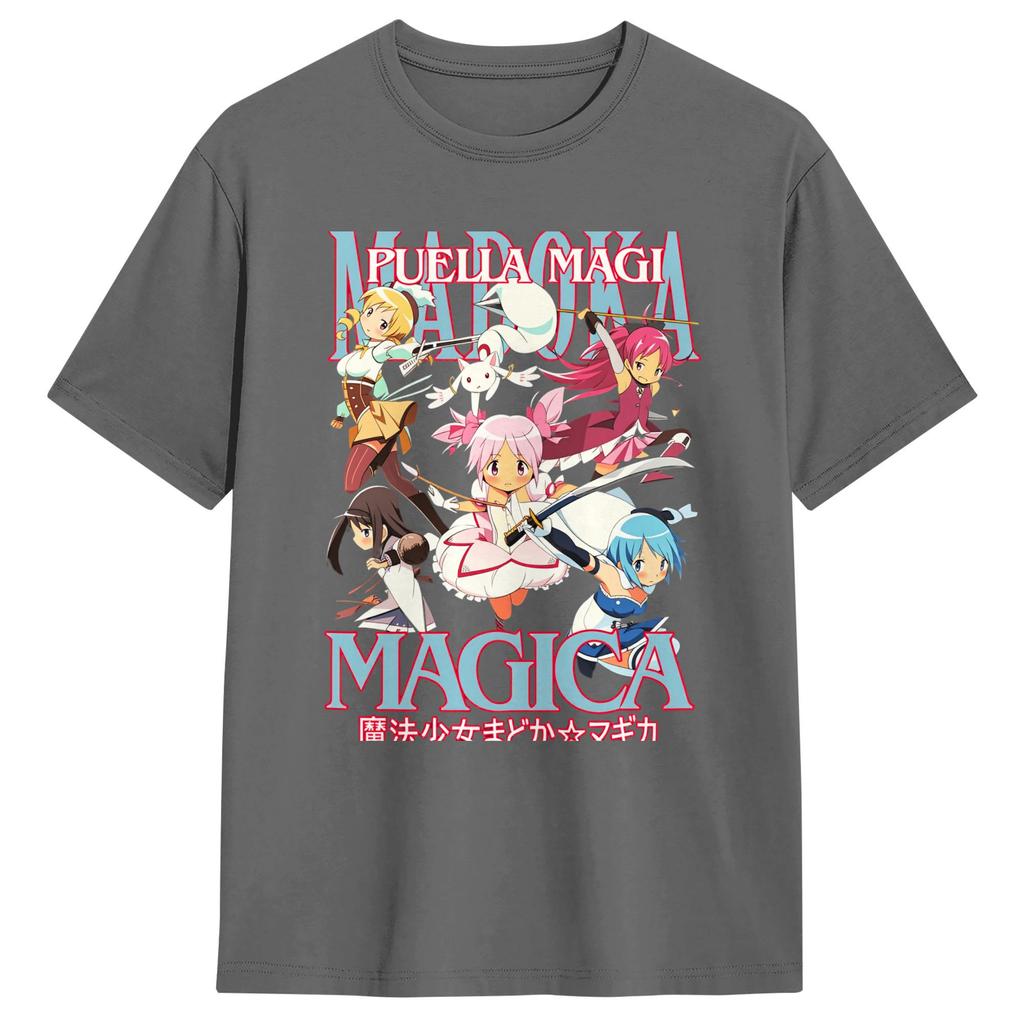 Mahou Shoujo Magi Madoka Magica T Shirts Pure Cotton Top Tees Beach Short Sleeve T Shirt Crewneck Popular Casual Tshirt