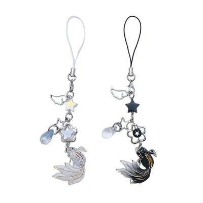 Colorful Fish Star Keychain Lanyard Wrist Strap Phone Chain Cell Phones String Car Interior Lucky Pendants Gift