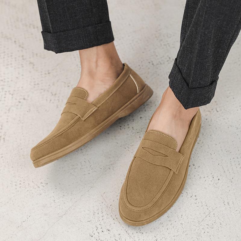 Fashion Casual Leather Men's Loafers Mens Walking Shoes Soft Sole Slip-on Business Shoes Moccasins Lightweight Breathable Casual Shoes