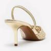 Mesh Embroidered Pointed Toe Pumps Women Sandals Breathable Gold Fine Heel Mules Shoes Slingback Luxury Banquet Party Shoes