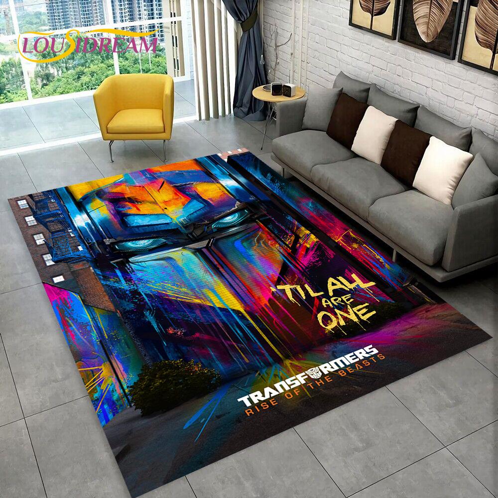 Cartoon T-Transformers Autobots 3D Rug Carpet for Living Room Bedroom Home Decor,Floor Mat Non-slip for Sofa Doormat Gift Kids