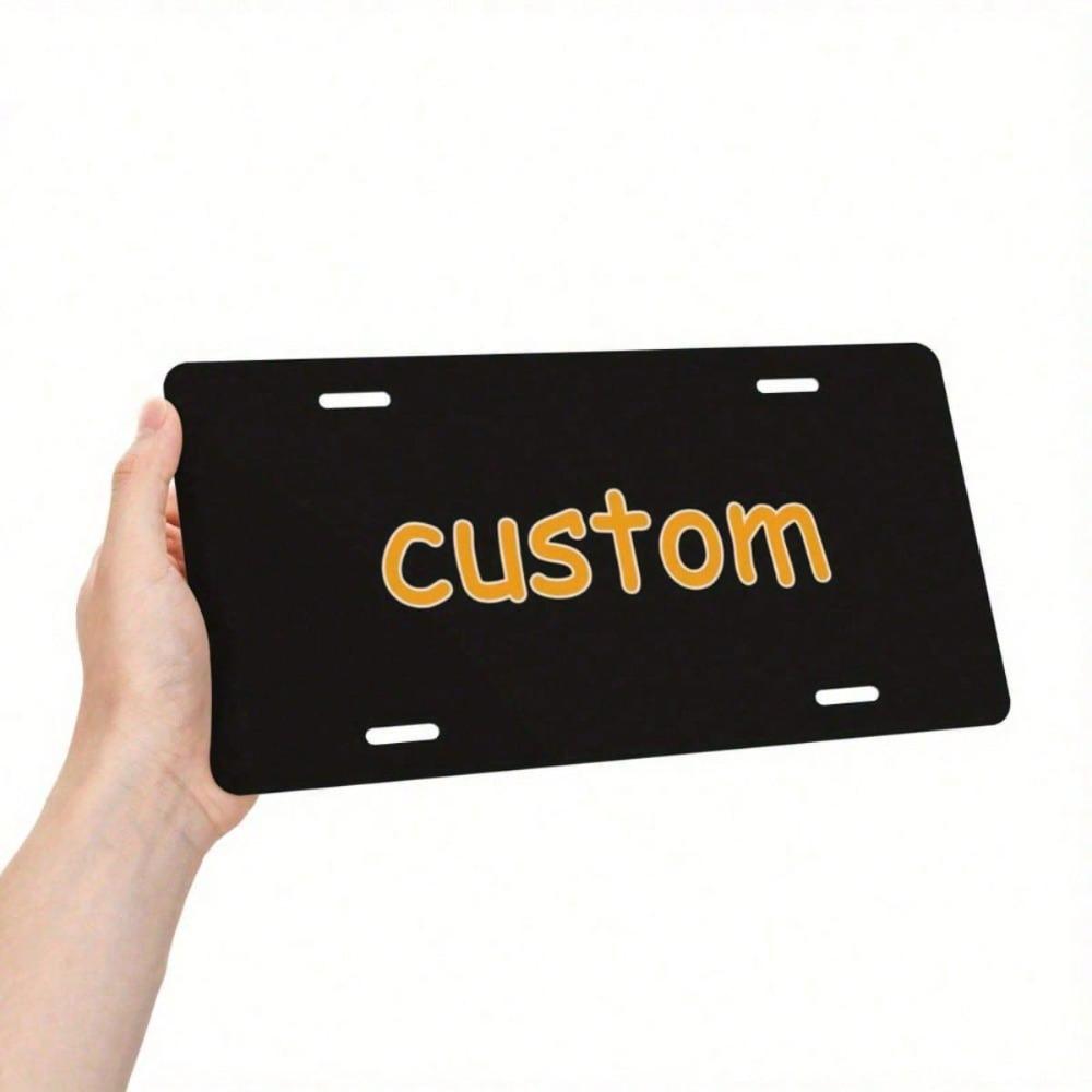 Custom Orange License Plate Frame, Personalized 2D Flat Car Tag Cover, Weatherproof Aluminum Front Exterior Accessory, Universal