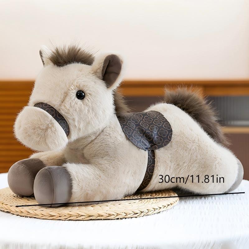 Cartoon Chinese Zodiac Horse Plush Toy Cute Stuffed Pony Doll Sofa Throw Pillow Home Decoration New Year Mascot Festival Gift