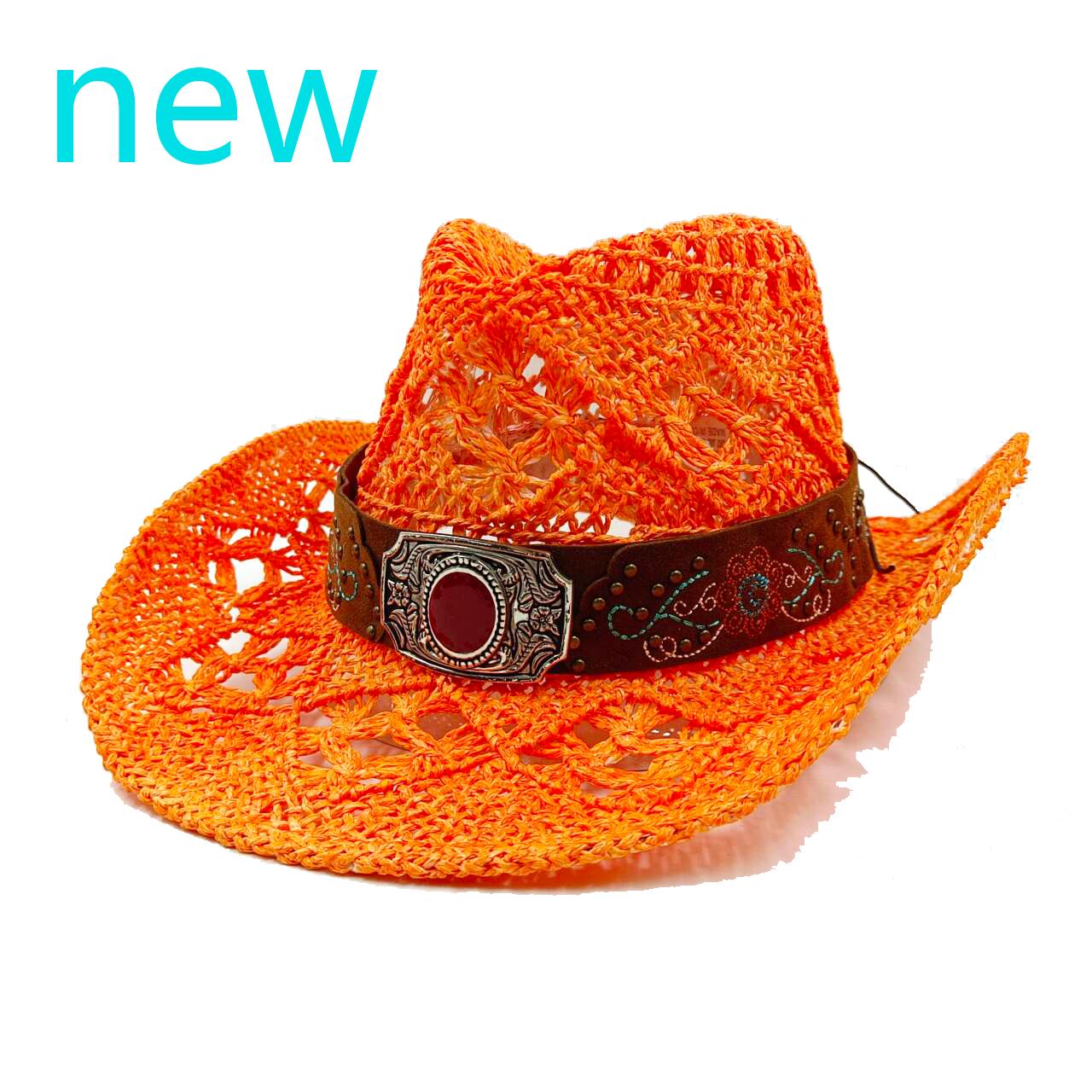 

Summer 2024 Cowboy Straw Hat Hollow Hand Knitted Men and Women Summer Outdoor Travel Beach Hat Unisex sombrero hombre M55-58cm