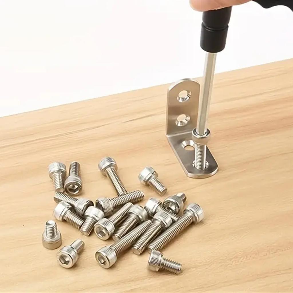 Zestaw 150 szt. śrub i nakrętek z łbem sześciokątnym M4, M4 x 5/8/10/12/18/30mm Zestaw śrub ze stali nierdzewnej, Śruba z łbem kubkowym z kluczem imbusowym