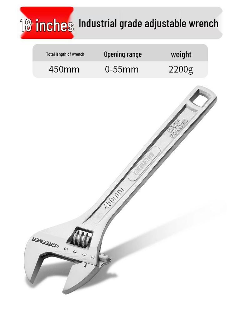 Multifunctional Large Opening Adjustable Wrench - Compact Hardware Tool